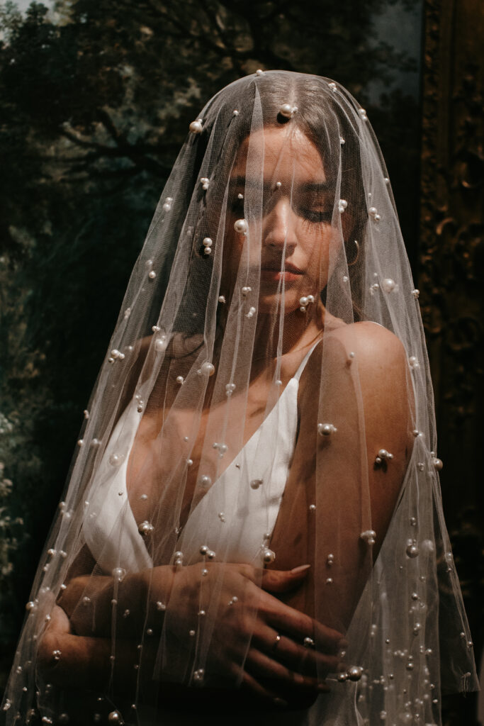 bridal portraits with veil